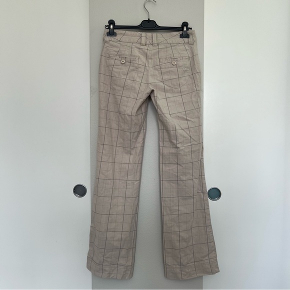 Vintage Y2K Low Rise Plaid Flare Trousers Pants - Tan Beige - Size 5 / Small - Picture 5 of 11